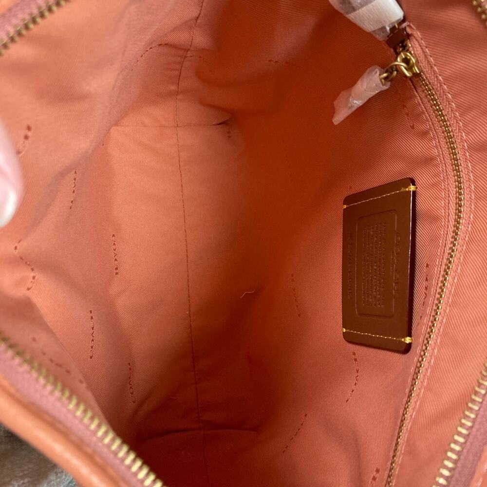 New Coach Purse Coral Pebbled Leather Shoulder Bag Crossbody - Picture 11 of 12